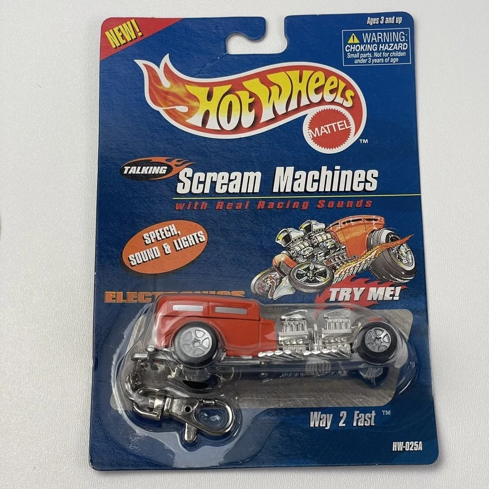 1999 Hot Wheels Keychain Talking Scream Machines Way 2 Fast Red Hot Rod